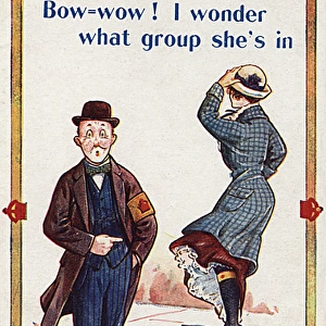 WWI - Wearing a Derby Armlet - Comic Postcard