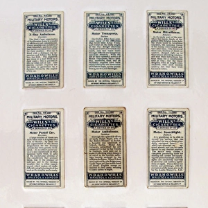 WWI Wills cigarette cards depicting military vehicles