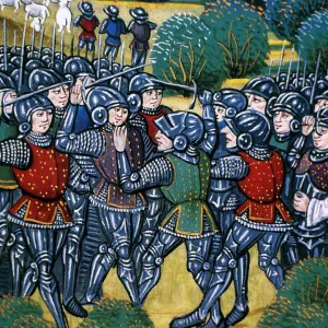 Hundred Years War. 1337 to 1453. Battle. Miniature. 15th c