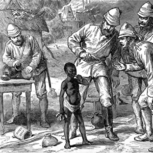 A young boy with British officers in Kumasi, 1874