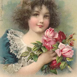 Young girl with roses