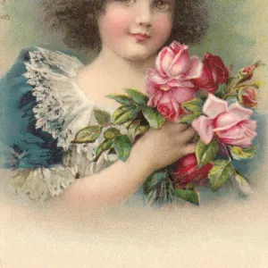 Young girl with roses