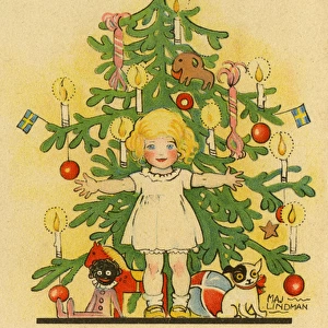 Young girl and an Xmas tree
