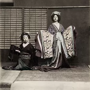 Young Japanese woman, ornate robes, kimono, Japan, 1880 s