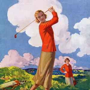 Two young lady golfers enjoying a round on a summer day