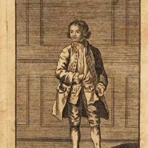 Young man standing in a panelled room, 18th century