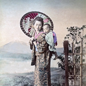 Young nurse and baby, Japan circa 1880s
