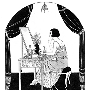 Young stylish lady sitting at her dressing table