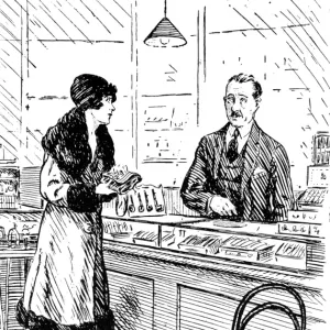 A young wife visiting a cigar shop