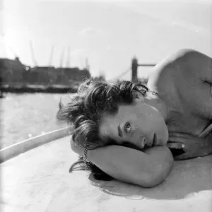 Young woman modelling on a boat Young woman modelling on a boat