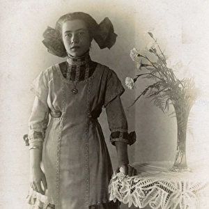 Young woman in Sunday best, USA