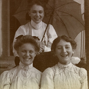 Young women on holiday at Chesieres, Vaud, Switzerland