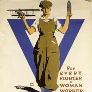 YWCA Poster, For Every Fighter a Woman Worker, WW1