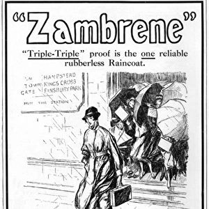 Zambrene raincoat advertisement, WW1