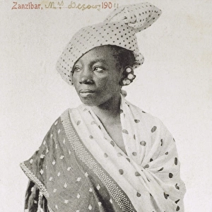 Zanzibar - Swahili Girl in a spotty hat and outfit