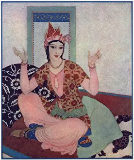 Crossed Prints: 1 of 4 illustrations by Edmund Dulac in The Sketch depicting characters from the Arabian Nights'