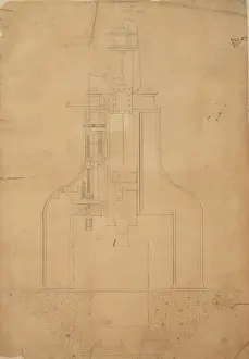 Bridgewater Prints: 10 cwt steam hammer, front elevation