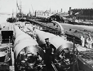 Inch Prints: 13. 5 inch guns on the quarter deck Royal Navy Warship