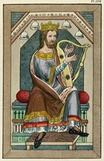 Harp Collection: 13th Century Harpist