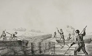 Bonfire Prints: 16th century French expedition - Seminole Indians fishing