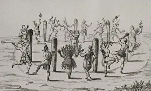 Theodor Prints: 16th century. Native American dance. Virginia