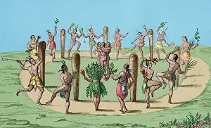 Theodor Prints: 16th century. Native American dance. Virginia