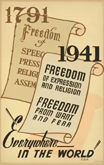 1791 - Freedom of speech, press, religion, assembly; 1941 -