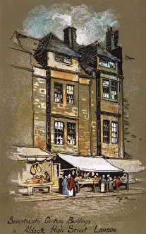 Awning Prints: 17th century buildings on Aldgate High Street, London