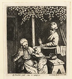 17th century Dutch family playing with a doll