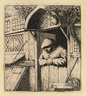 David Deuchar Prints: 17th century Dutch peasant leaning on his door gate