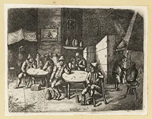 David Deuchar Prints: 17th century Dutch tavern scene, with many peasants drinking