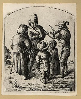 Keys Prints: 17th century peasants listening to a street fiddler