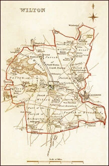 Images Dated 27th July 2011: 1832 Pre Victorian Map of Wilton near Salisbury