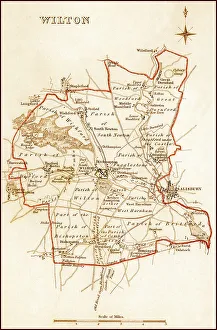 Images Dated 27th July 2011: 1832 Pre Victorian Map of Wilton near Salisbury