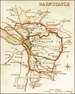 Images Dated 27th July 2011: 1832 Victorian Map of Barnstaple