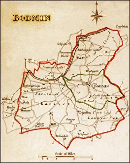 Boroughs Prints: 1832 Victorian Map of Bodmin