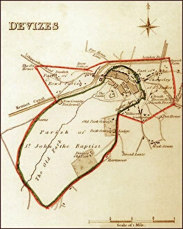 Images Dated 27th July 2011: 1832 Victorian Map of Devizes