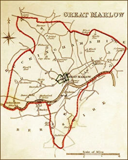 Images Dated 30th July 2011: 1832 Victorian Map of Great Marlow
