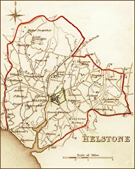 1832 Prints: 1832 Victorian Map of Helston
