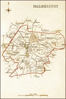 Images Dated 27th July 2011: 1832 Victorian Map of Malmesbury