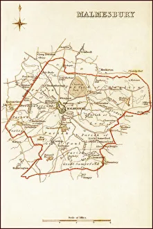 Images Dated 27th July 2011: 1832 Victorian Map of Malmesbury