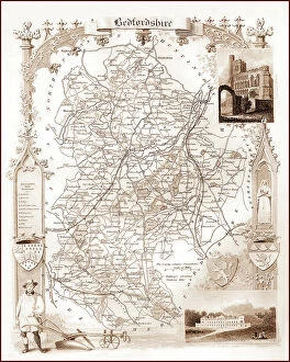 Bedford Collection: 1840s Victorian Bedfordshire Map