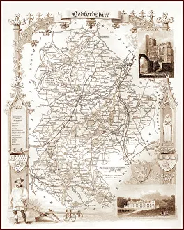 1840s Victorian Bedfordshire Map