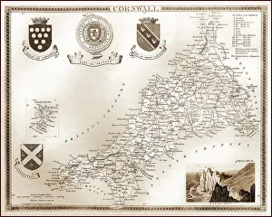 Truro Prints: 1840s Victorian Map of Cornwall
