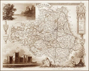 Images Dated 16th August 2011: 1840s Victorian Map of Durham
