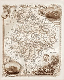 Images Dated 16th August 2011: 1840s Victorian Map of Huntingdonshire