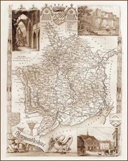 Images Dated 16th August 2011: 1840s Victorian Map of Monmouthshire