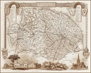 1840s Victorian Map of Norfolk