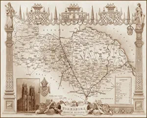Malton Prints: 1840s Victorian Map Of North Riding Yorkshire