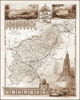 Images Dated 16th August 2011: 1840s Victorian Map of Northamptonshire